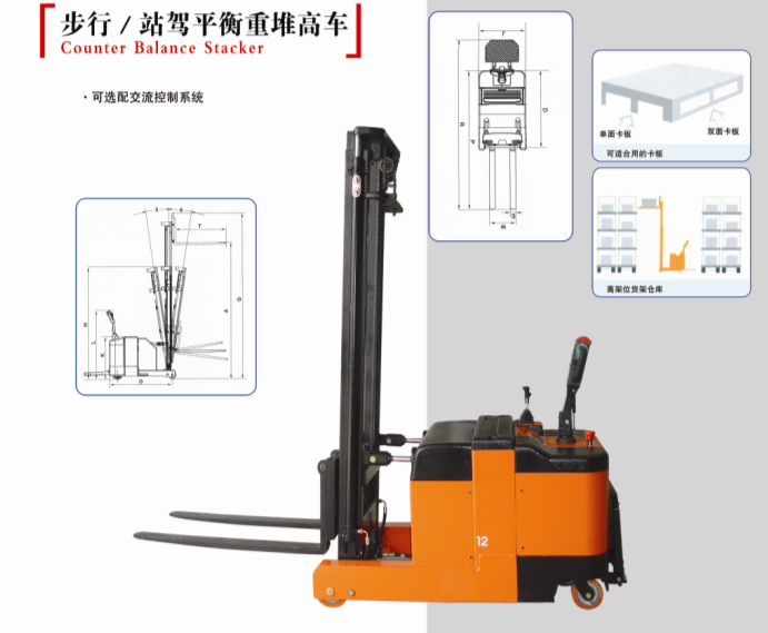 步行~站駕式平衡重全電動堆高車